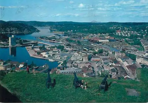 Postcard Norway Halden view from Fredriksten fortress