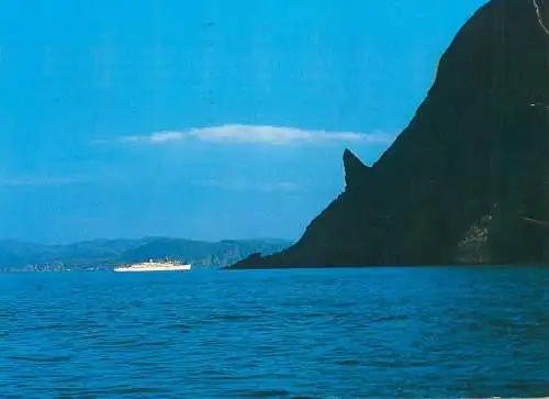 Postcard Norway the tourist at the North Cape
