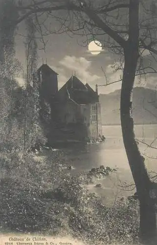 Chillon castle moonlight 1918