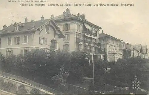 Lausanne les Mousquines villas les Muguets, Belmont, Le Menil, Roche Fleurie, Les Chrysanthemes, Primavera 1912