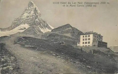 Matterhorn mountain peak hotel du lac noir et le Mont Cervin Suisse 1913