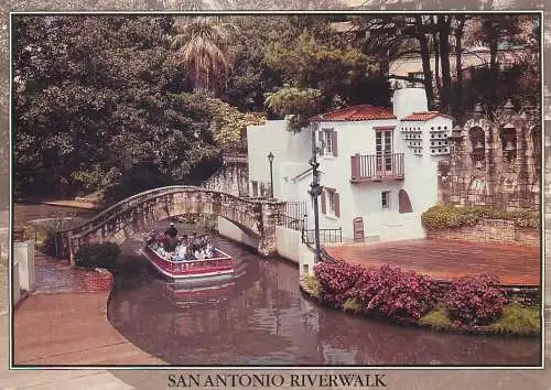 Postcard USA TX Texas San Antonio riverwalk 1987 Arneson theatre