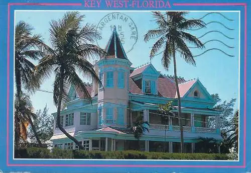 Postcard USA FL Key West typical victorian mansion1995