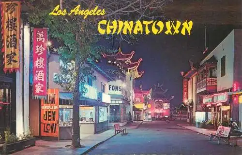 Postcard USA CA Los Angeles China town night scene