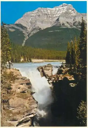 Postcard Canada Athabasca falls at the base of Mt. Kerkeslin Jasper National Park