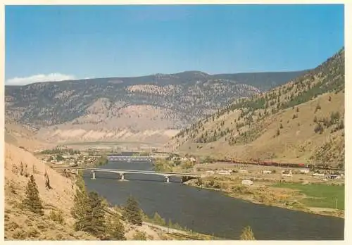 Postcard Canada Trans Canada highway bridges in British Columbia Thompson river