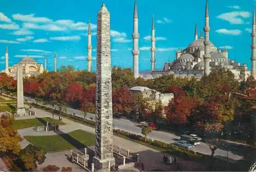 Postcard Turkey Istanbul Hipodromus and the blue mosque