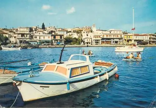 Postcard Greece Ermioni harbour and boat