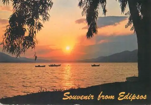 Postcard Greece Edipsos sunset 1985