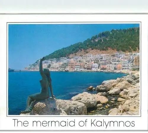 Postcard Greece Kalymnos Pothia coastal landscape 1989