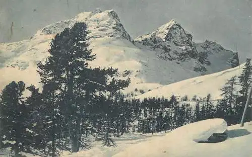 Alpine scenery im Winter mountains Landschaft correspondance Luzern 1924 Postkarte
