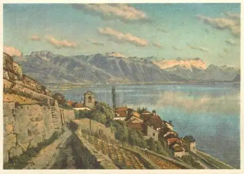 Switzerland postcard Alfred Chavannes le village de St. Saphorin Lausanne