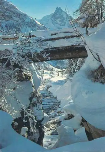 Switzerland postcard station de Zinal Valais La Navizence Le besso 1970