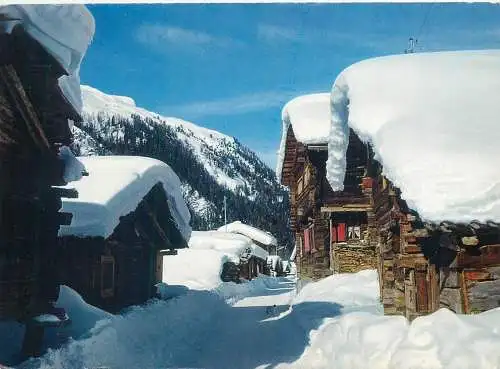 Switzerland postcard station de Zinal 1979 winter resort