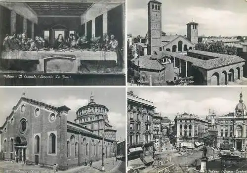 Italy Milan multi view Il cenacolo basilica S Ambrogia tower