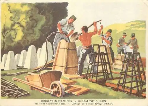 Switzerland postcard army Irgendwo in der Schweiz tank fortification