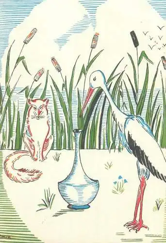Switzerland postcard animals birds Aiguille Maternelle Lausanne 1945