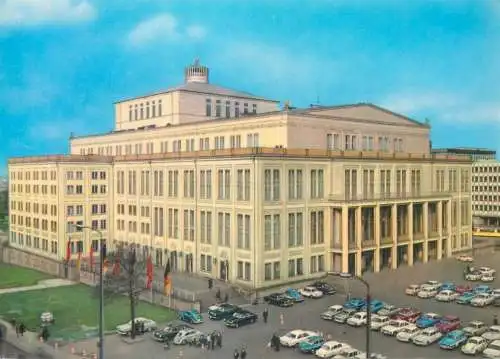 Germany postcard Messestadt Leipzig opera a la Place Karl Marx 1976