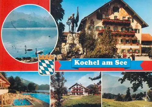 Germany postcard Kochel am See multi view Bayer Alpen