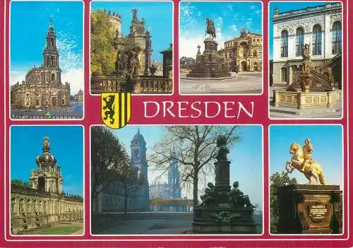 Germany postcard Dresden kathedrale Hofkirche 1991 multi view