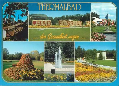 Germany postcard Thermalbad multi view fountain Bad Fussing