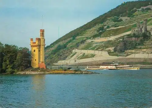 Germany postcard Bingen am Rhein Mauseturm and Ehrenfels 1982