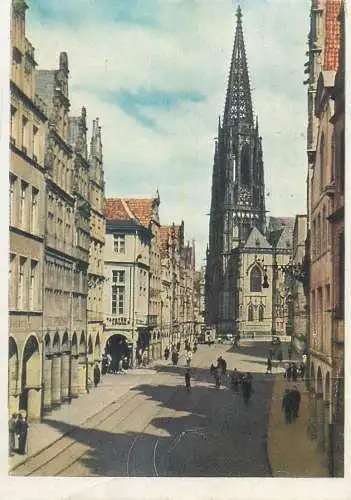 Germany postcard Munster Westfalia Prinzipalmarkt Lamberti kirche