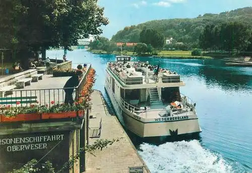 Germany postcard Hameln Weser Dampferanleger cruise ship