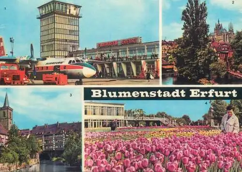 Germany postcard Blumenstadt Erfurt multi view airport tulip scene