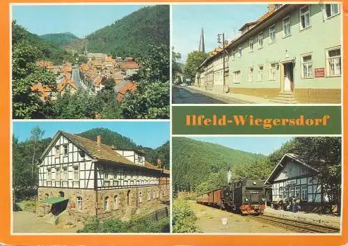 Germany postcard Ilfeld Wiegersdorf multi view train 1996