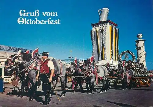 Germany postcard Munchen Oktoberfest parade chariot