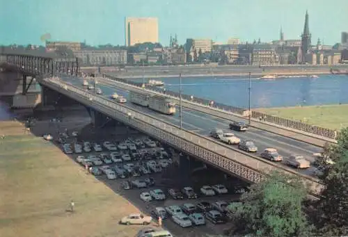 Germany postcard Blick auf die Altstadt 1966 parking lot and highway