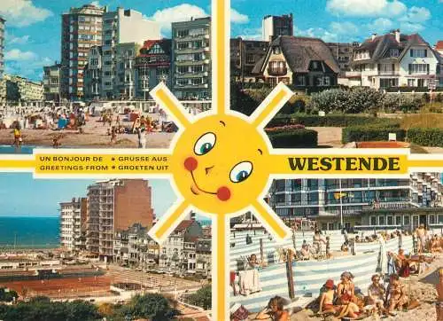 Belgium postcard Westende multi view greetings