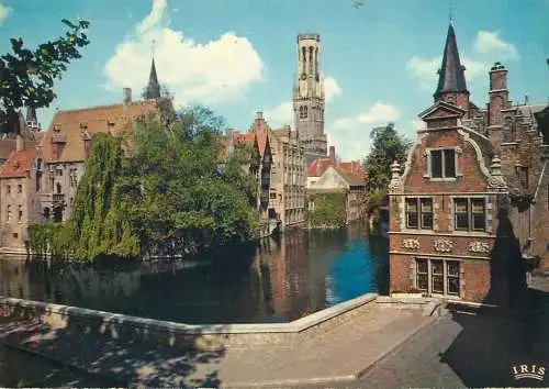 Belgium postcard Brugge the Quai du Rosaire clocktower