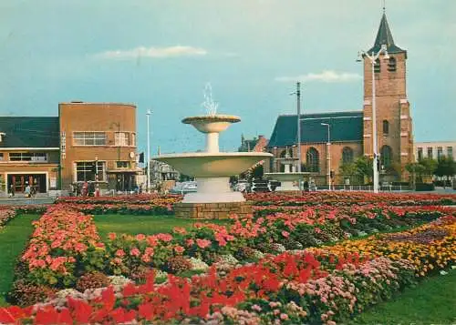 Belgium postcard Blankenberge station church and town hall