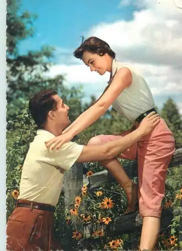 Belgium postcard couple in love nature joy smile
