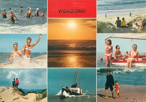 Belgium postcard Wenduine multi view sea side ship 1970