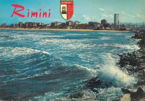 Italy postcard Rimini panorama from harbour 1981