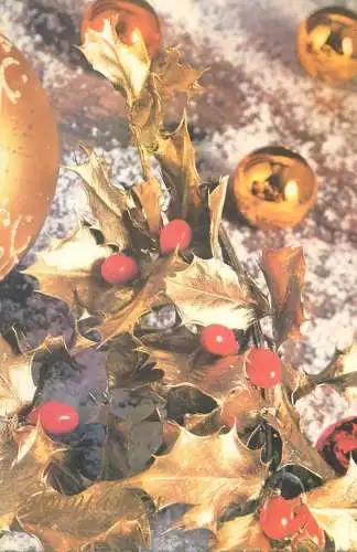 Italy postcard Christmas greeting cards golden leaves