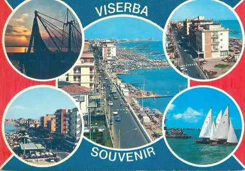 Italy postcard Viserba multi view nautical sports 1978