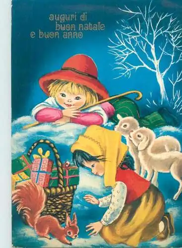 Italy postcard greetings card auguri di buon natale e buon anno children gifts