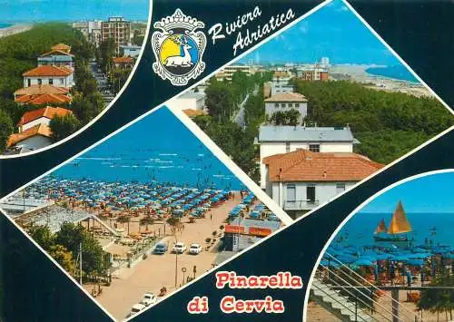 Italy postcard pinarella di Cervia multi view