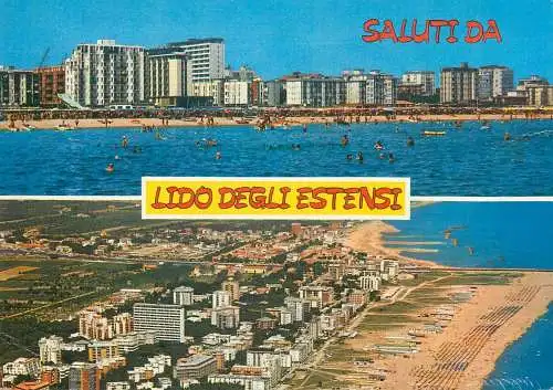 Italy postcard Lido degli Estensi multi view veduta dal mare