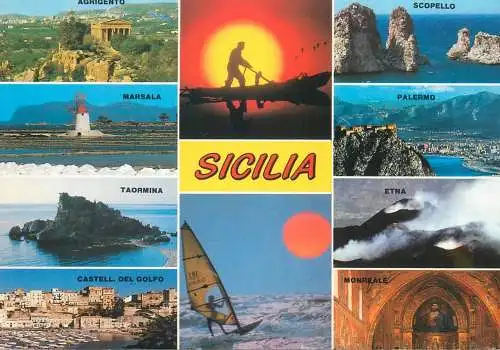 Italy postcard Sicily multi view souvenir