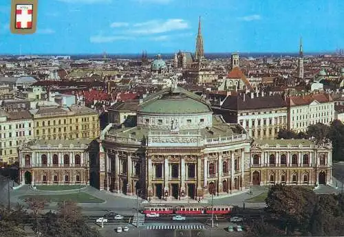Austria postcard Wien rooftop view Burgtheater panorama 1985