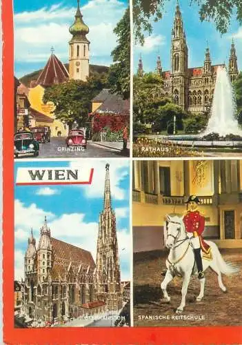Austria postcard Wien multi view spanish rose 1977