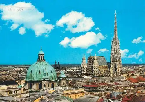 Austria postcard Wien panorama Stephansdom 1989