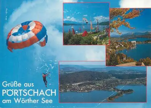 Austria postcard Grube aus Portschach am Worther see multi view parachute