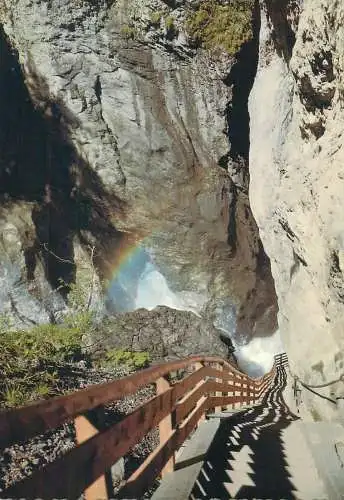 Austria postcard Liechtenstein klamm waterfall