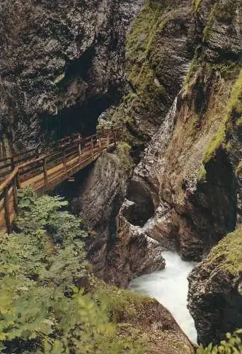 Austria postcard Liechtenstein klamm waterfall